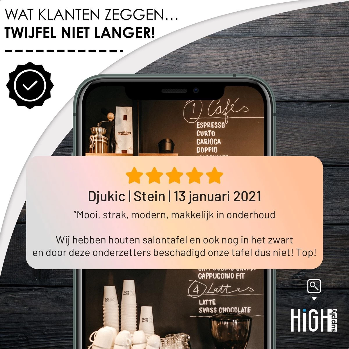 HighSupply Design Onderzetters Van Marmer En Keramiek Voor Glazen – Wit – 6 Onderleggers – Glasonderzetters Met Houder – Kurk 7 HighSupply Design Onderzetters Van Marmer En Keramiek Voor Glazen – Wit – 6 Onderleggers – Glasonderzetters Met Houder – Kurk - Afbeelding 7