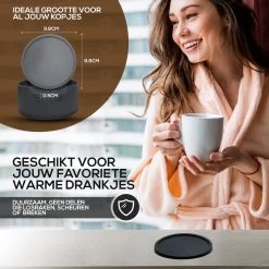 Easavida – Onderzetters Voor Glazen – 10 Stuks – Siliconen – Onderlegger – Inclusief Houder – Inclusief E-book – Zwart – Rond Design -Brita Verkoop 1200x1200 820