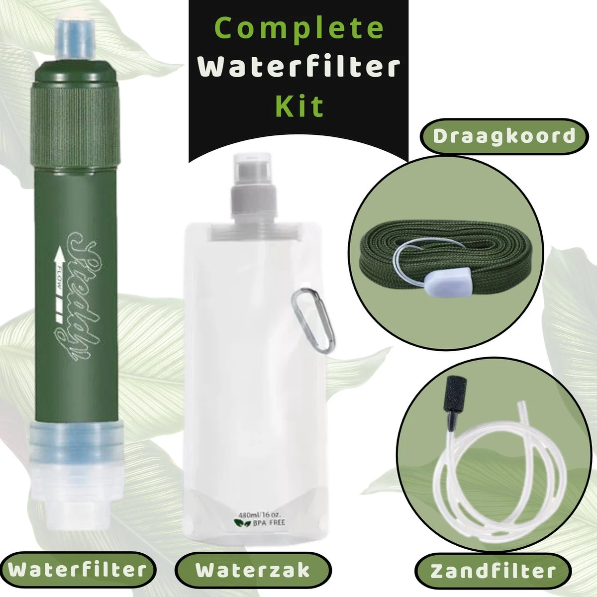 Waterfilter Steddy Pro - Survival Bushcraft Kit - Noodpakket - Waterzuivering - Water Filter Kraan - Outdoor 2 Waterfilter Steddy Pro - Survival Bushcraft Kit - Noodpakket - Waterzuivering - Water Filter Kraan - Outdoor - Afbeelding 2