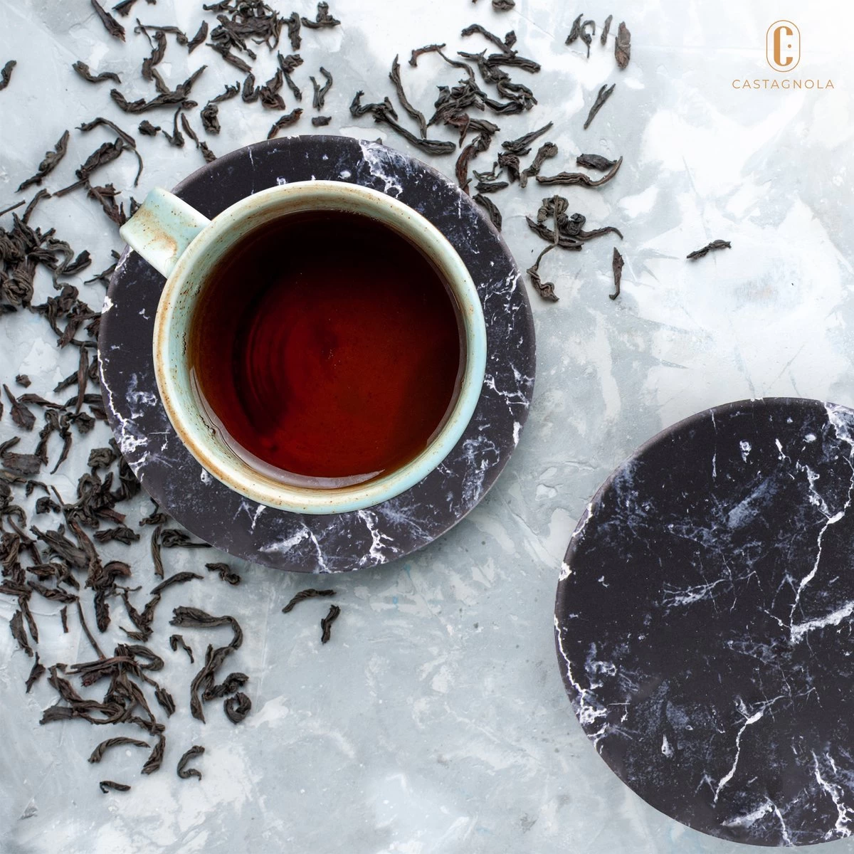 Castagnola Keramische Onderzetters Met Houder – Onderzetters Voor Glazen – Onderzetters Design – Onderzettersset – Drink Onderzetters – Keramisch – Kurk – Set Van 6 – Grijs/Zwart 6 Castagnola Keramische Onderzetters Met Houder – Onderzetters Voor Glazen – Onderzetters Design – Onderzettersset – Drink Onderzetters – Keramisch – Kurk – Set Van 6 – Grijs/Zwart - Afbeelding 6