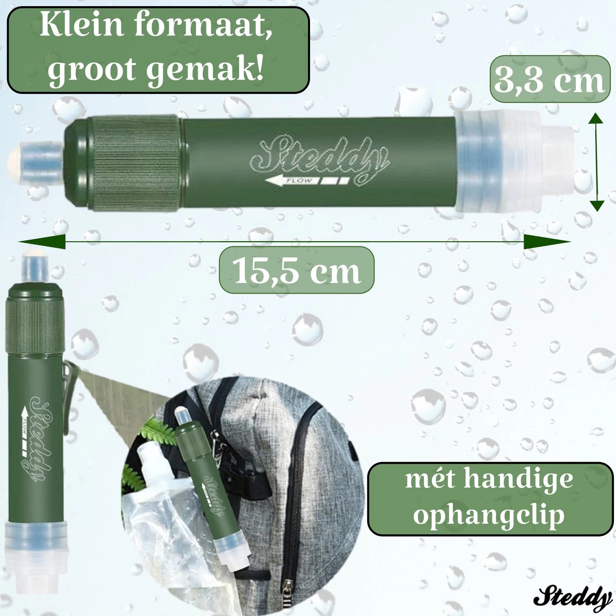 Waterfilter Steddy Pro - Survival Bushcraft Kit - Noodpakket - Waterzuivering - Water Filter Kraan - Outdoor 6 Waterfilter Steddy Pro - Survival Bushcraft Kit - Noodpakket - Waterzuivering - Water Filter Kraan - Outdoor - Afbeelding 6