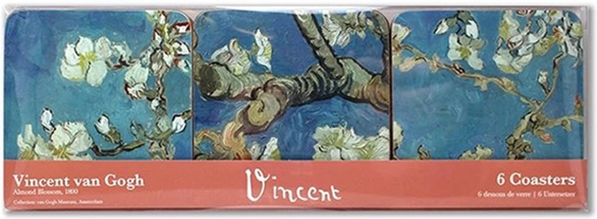 Onderzetters, Set Van 6, Vincent Van Gogh, Amandelbloesem 2 Onderzetters, Set Van 6, Vincent Van Gogh, Amandelbloesem - Afbeelding 2
