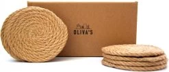 Oliva's - Onderzetters (ø12 Cm) - Onderzetters Voor Glazen - 8 Stuks - Duurzaam - Geweven Jute