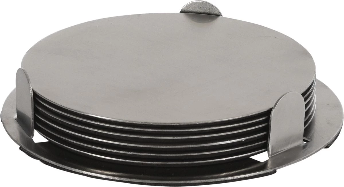 Excellent Houseware 12x Onderzetters Zilver RVS Met Houder 8,5 Cm Voor Glazen 2 Excellent Houseware 12x Onderzetters Zilver RVS Met Houder 8,5 Cm Voor Glazen - Afbeelding 2