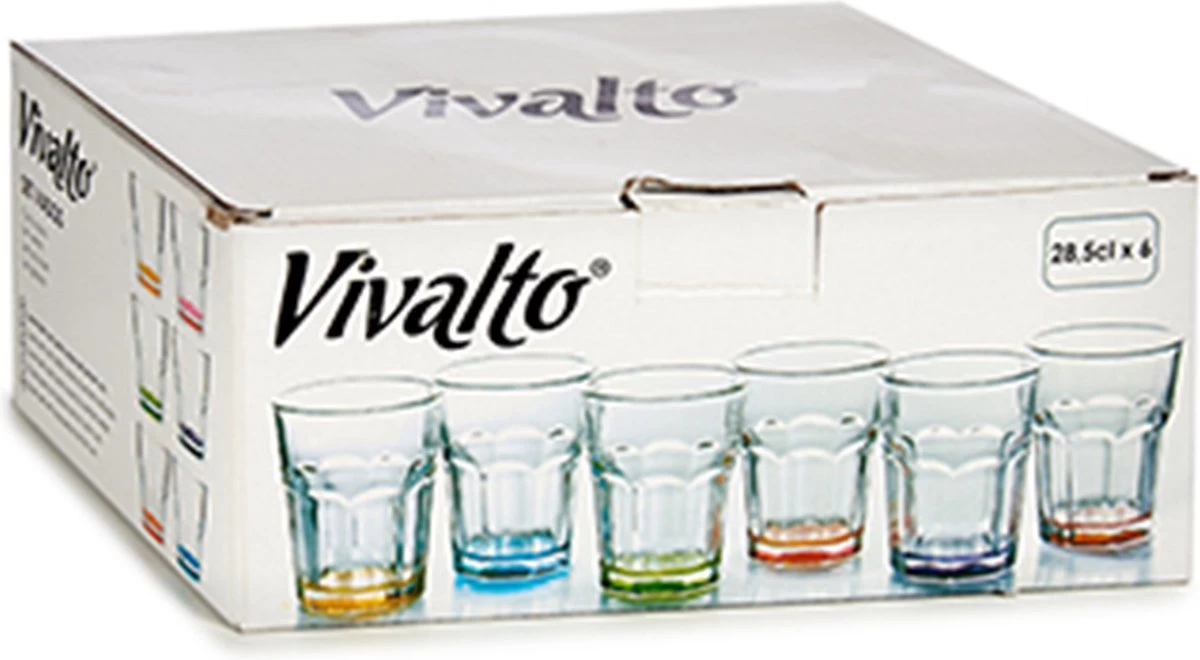 Vivalto Waterglazen/drinkglazen - 6x - Kleurenmix - 285ml - 9 X 9,5 Cm 3 Vivalto Waterglazen/drinkglazen - 6x - Kleurenmix - 285ml - 9 X 9,5 Cm - Afbeelding 3
