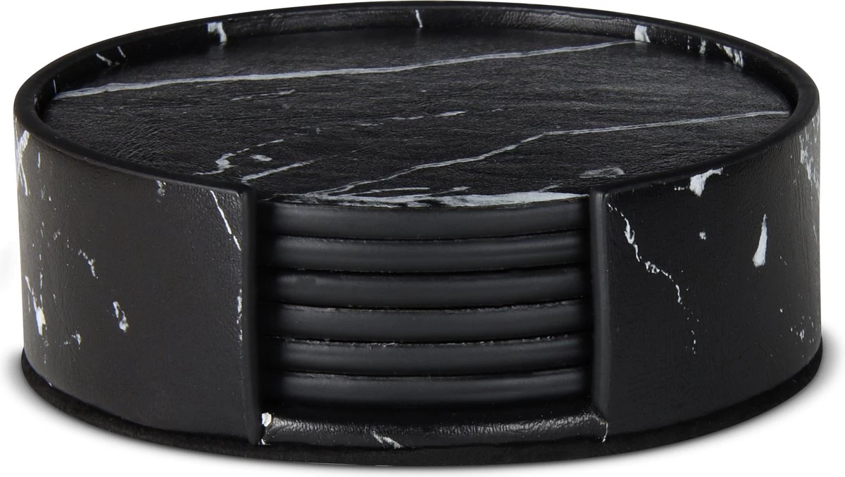 Castagnola Lederen Onderzetters Met Houder – Onderzetters Voor Glazen – Onderzetters Design – Onderzettersset – Drink Onderzetters – Leder – Leren Onderzetters – Set Van 6 – Zwart/Wit 7 Castagnola Lederen Onderzetters Met Houder – Onderzetters Voor Glazen – Onderzetters Design – Onderzettersset – Drink Onderzetters – Leder – Leren Onderzetters – Set Van 6 – Zwart/Wit - Afbeelding 7