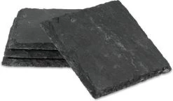 Boska Onderzetters Leisteen - Set Van Vier Stuks - Leisteen Onderzetters - 100 X 100 X 6 Mm - Cadeautips Voor Mannen - Cadeautips Voor Vrouwen - Cadeau Voor Mama - Cadeautips Voor Mannen - Keukengerei - Keuken Accessoires - 10 Jaar Garantie