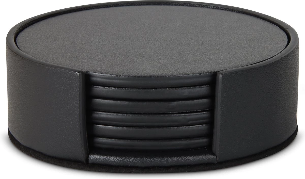 Castagnola Lederen Onderzetters Met Houder – Onderzetters Voor Glazen – Onderzetters Design – Onderzettersset – Drink Onderzetters – Leder – Leren Onderzetters – Set Van 6 – Zwart 7 Castagnola Lederen Onderzetters Met Houder – Onderzetters Voor Glazen – Onderzetters Design – Onderzettersset – Drink Onderzetters – Leder – Leren Onderzetters – Set Van 6 – Zwart - Afbeelding 7