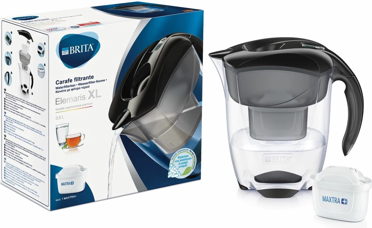 BRITA - Waterfilterkan Elemaris - Zwart - 3,5L - Inclusief 1 Maxtra+ Waterfilterpatroon 4 BRITA - Waterfilterkan Elemaris - Zwart - 3,5L - Inclusief 1 Maxtra+ Waterfilterpatroon - Afbeelding 4