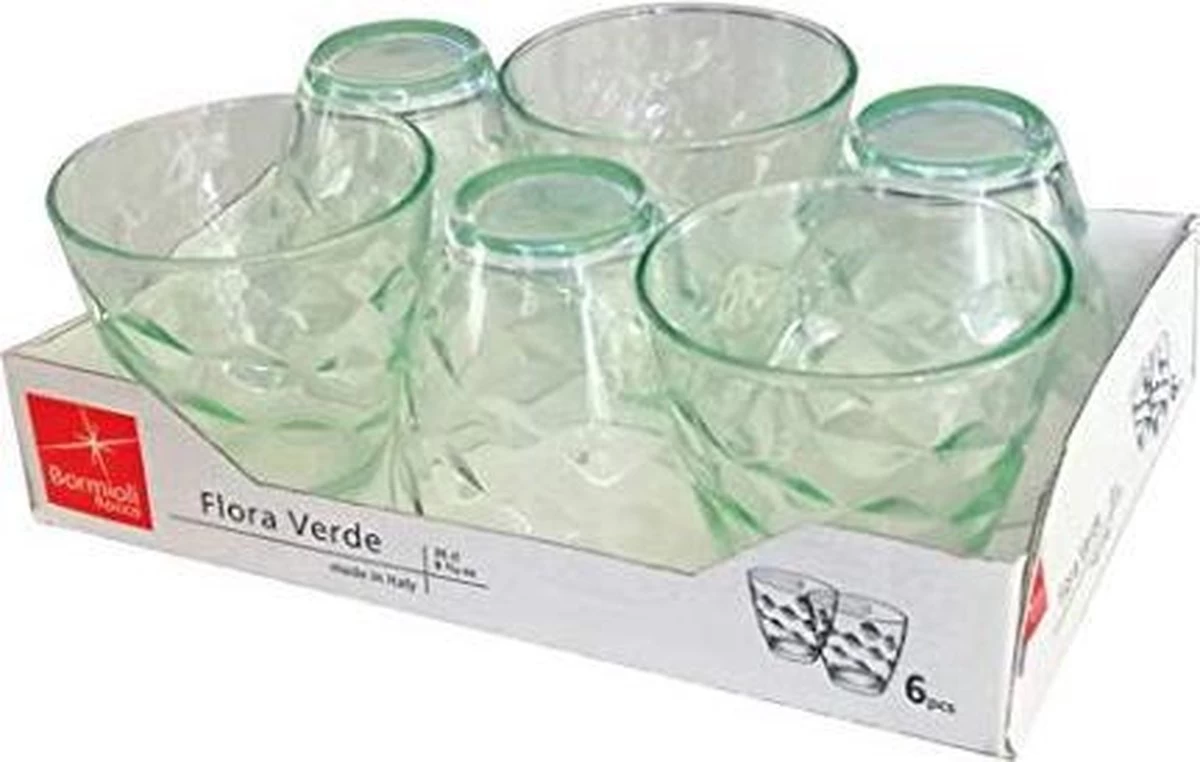 Bormioli Rocco Flora Verde Glazen 260 Ml - Groen - Set-6 2 Bormioli Rocco Flora Verde Glazen 260 Ml - Groen - Set-6 - Afbeelding 2
