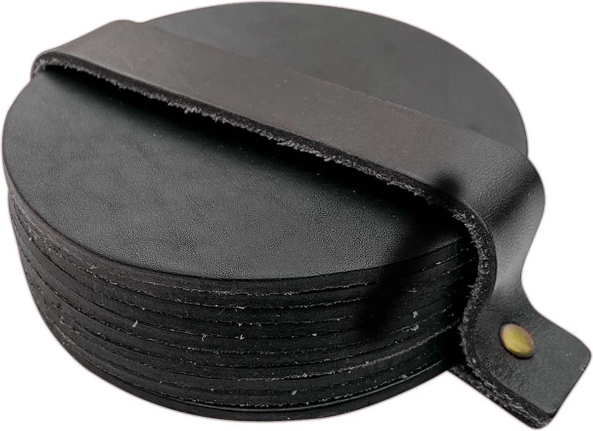 Brute Strength - Onderzetters Voor Glazen - Leer - Zwart - Rond - 10 Stuks 1 Brute Strength - Onderzetters Voor Glazen - Leer - Zwart - Rond - 10 Stuks