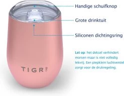 TIGR Cups - Drinkbekers - Thermosbekers - RVS - Set Van 2 - 350ml - Zwart/Rosé Goud -Brita Verkoop 1200x930