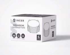 Sincer Keramische Onderzetters Voor Glazen Met Houder – Set Van 6 Zwarte Keramische/Marmeren Onderleggers –Luxe/Modern Design - Premium Kwaliteit – Kurken Antislip Onderkant – Hittebestendig – Zeer Absorberend – Rond – Duurzaam/Milieuvriendelijk -Brita Verkoop 1200x949