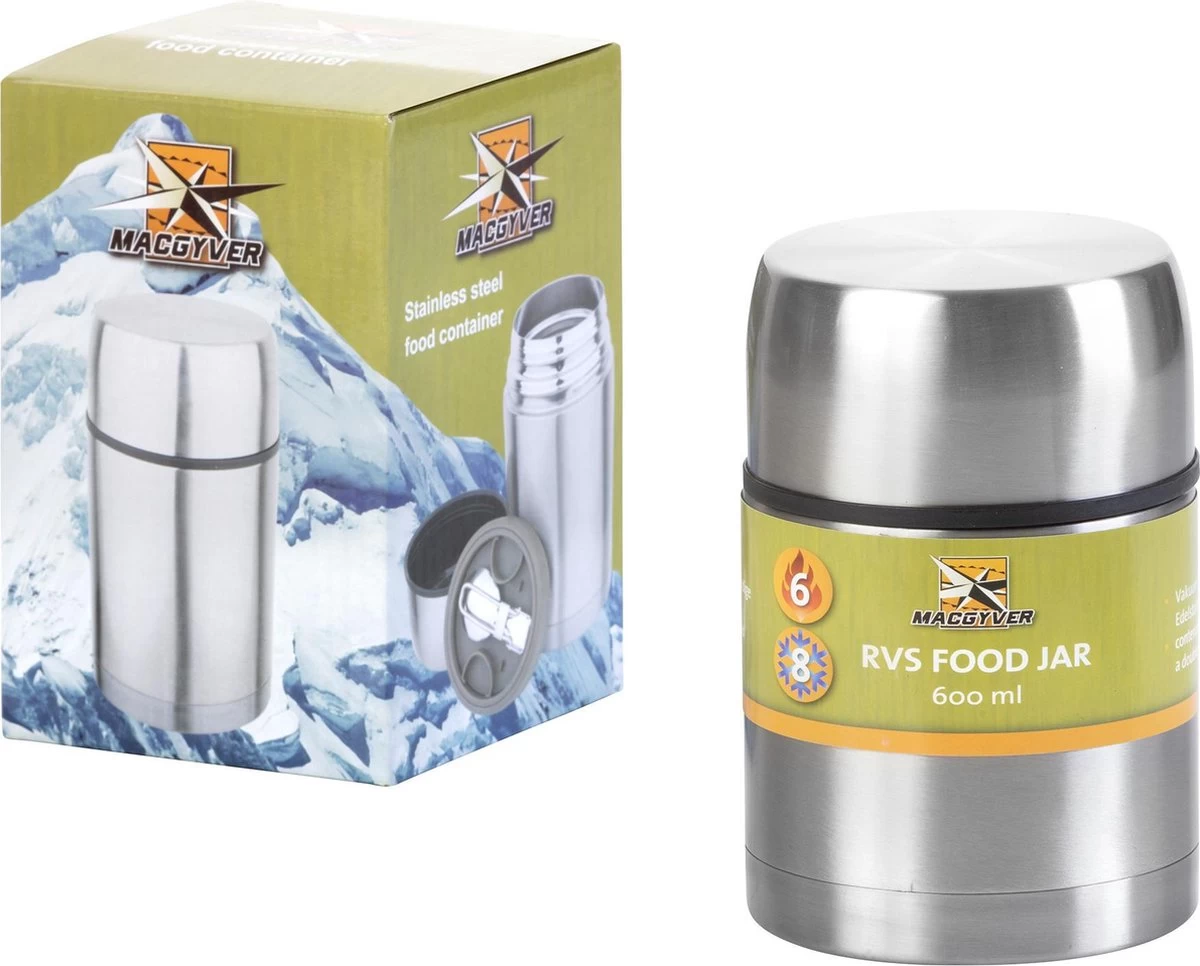 MacGyver Voedselcontainer 600ML - Thermoskan Rvs - Onbreekbaar - 16cm 7 MacGyver Voedselcontainer 600ML - Thermoskan Rvs - Onbreekbaar - 16cm - Afbeelding 7