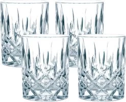 Merkloos Luxe Whiskey / Water Glazen CRYSTAL - Set Van 4 - Transparant - 300 Ml - Set Van 4
