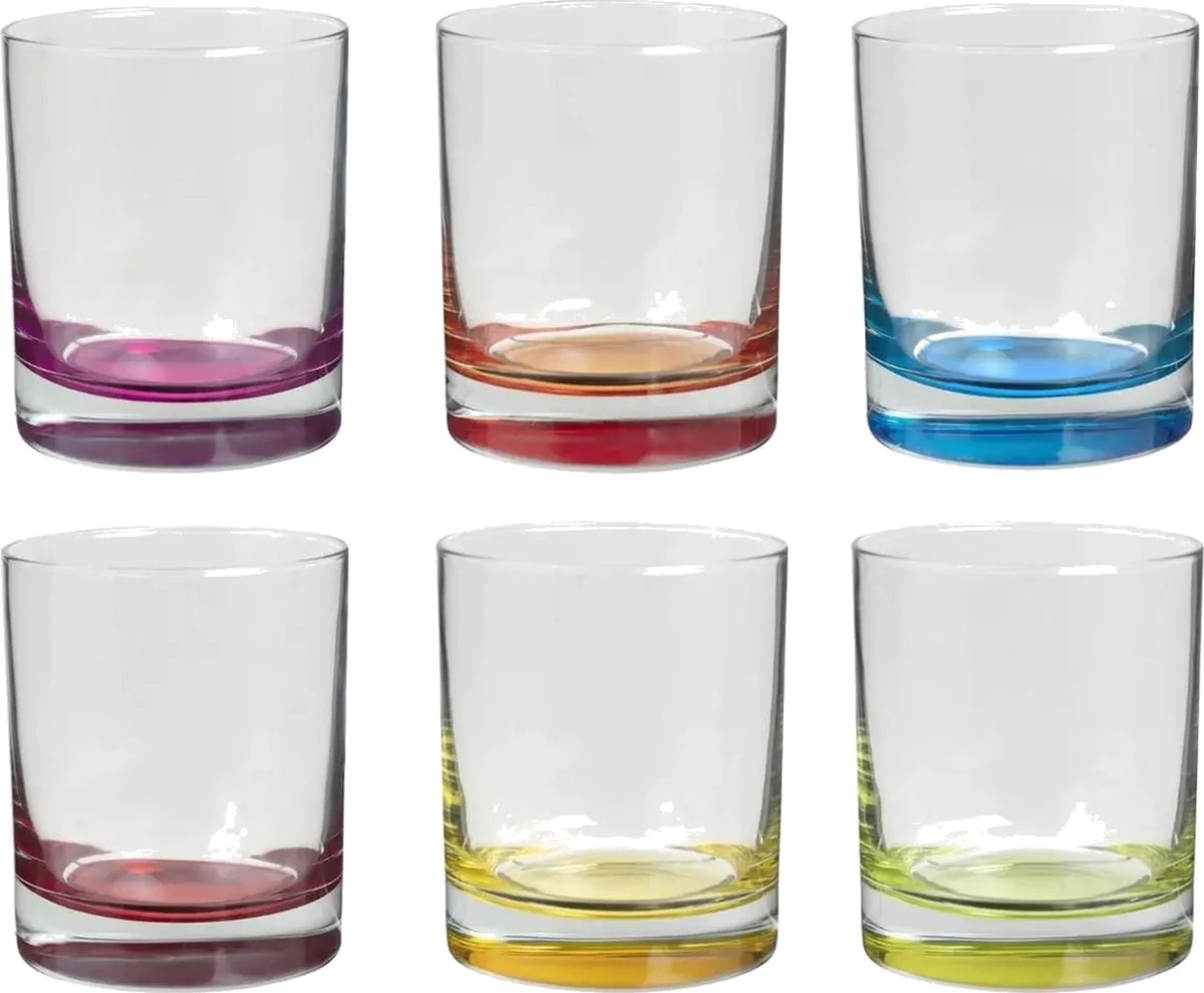 Drinkglas Met Gekleurde Bodem - Set Van 6 Stuks - 350cl 2 Drinkglas Met Gekleurde Bodem - Set Van 6 Stuks - 350cl - Afbeelding 2