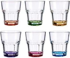 Vivalto Waterglazen/drinkglazen - 6x - Kleurenmix - 285ml - 9 X 9,5 Cm