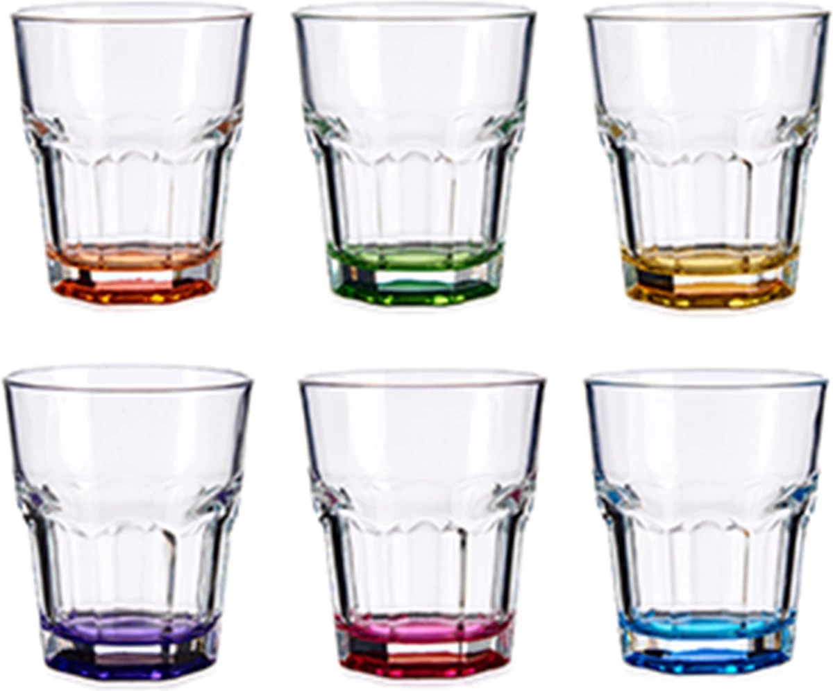Vivalto Waterglazen/drinkglazen - 6x - Kleurenmix - 285ml - 9 X 9,5 Cm 1 Vivalto Waterglazen/drinkglazen - 6x - Kleurenmix - 285ml - 9 X 9,5 Cm