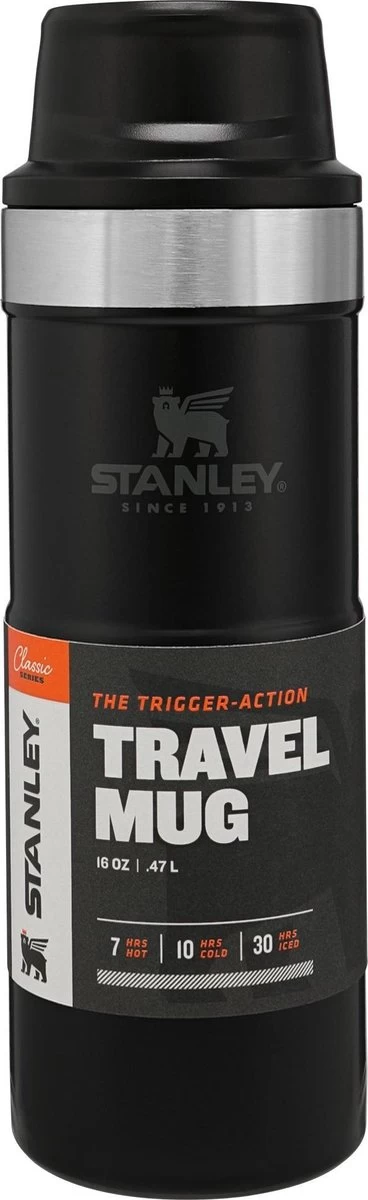Stanley Trigger-Action Travel Mug 0.47L - Thermosfles - Matt Black 1 Stanley Trigger-Action Travel Mug 0.47L - Thermosfles - Matt Black
