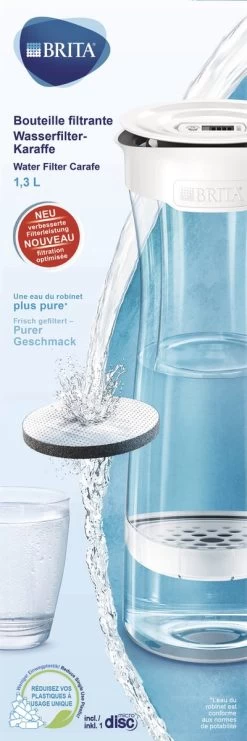 BRITA - Fill&Serve Waterfilterkaraf - 1,3L - Wit Grafiet - Inclusief 1 MicroDisc Waterfilter -Brita Verkoop 400x1200