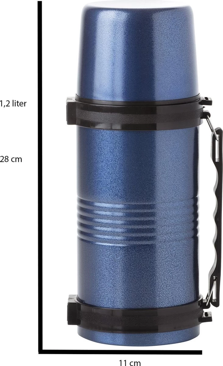 MacGyver Thermosfles Rvs - Thermoskan 1,2 Liter 28cm - Onbreekbaar - Blauw 2 MacGyver Thermosfles Rvs - Thermoskan 1,2 Liter 28cm - Onbreekbaar - Blauw - Afbeelding 2