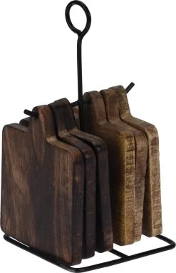 Merkloos Onderzetters - Hout - Inclusief Standaard - 7 Delig