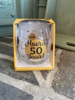 Merkloos Wijn - Water Glas / Hoera 50 Jaar / Abraham / Sarah / Wijnglas / Waterglas / Leuke Tekst / Moederdag / Vaderdag / Verjaardag / Cadeau