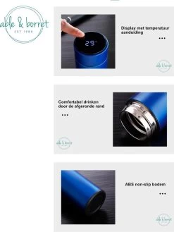 Thermoskan - Thermosfles 500 Ml - Temperatuur Display - 500 Ml - RVS - Wit - Able & Borret -Brita Verkoop 902x1200