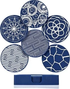 BOTC Onderzetters Met Houder - Set Van 6 - Onderleggers Voor Glazen - Glasonderzetters Voor Op Tafel - Coasters