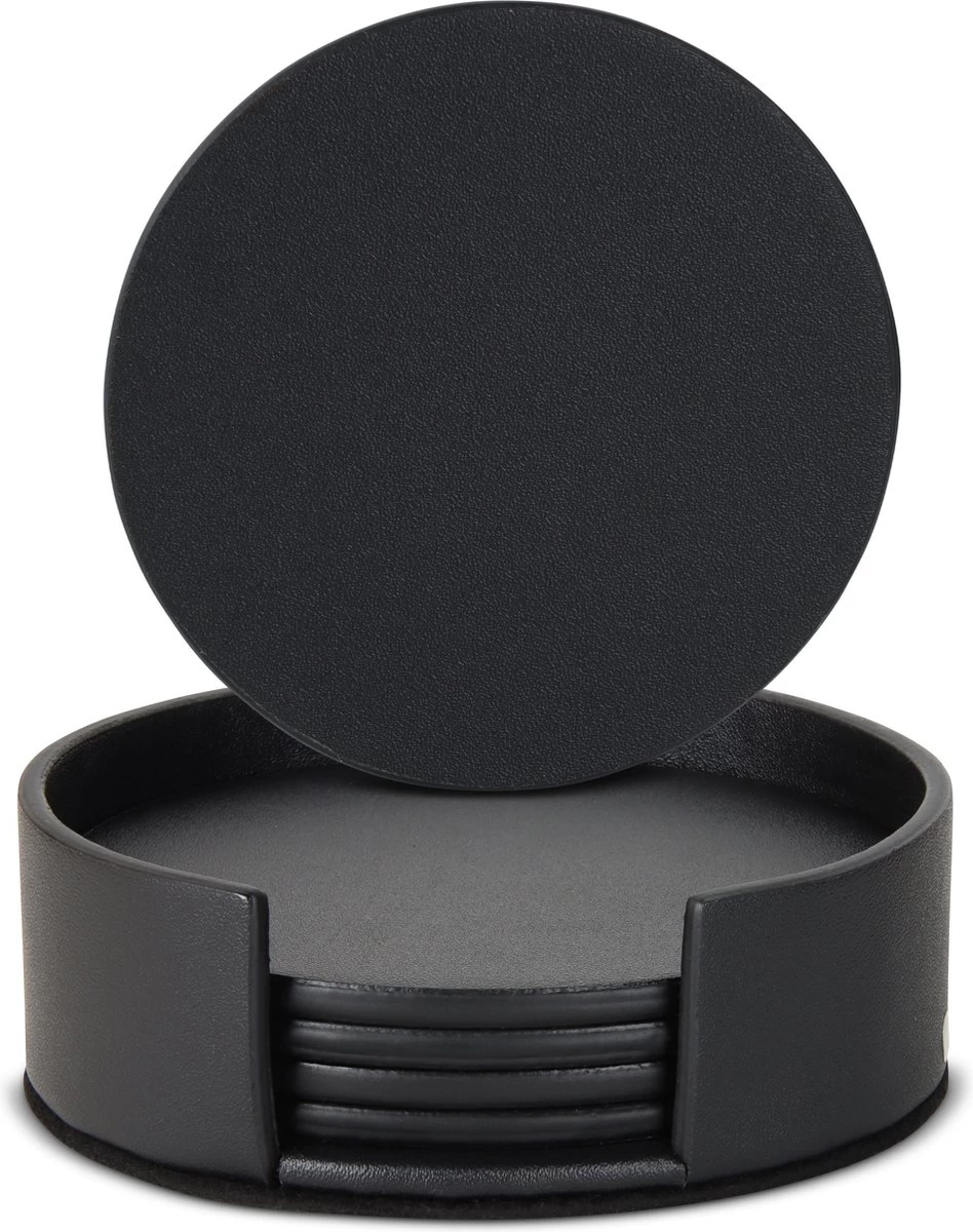 Castagnola Lederen Onderzetters Met Houder – Onderzetters Voor Glazen – Onderzetters Design – Onderzettersset – Drink Onderzetters – Leder – Leren Onderzetters – Set Van 6 – Zwart 6 Castagnola Lederen Onderzetters Met Houder – Onderzetters Voor Glazen – Onderzetters Design – Onderzettersset – Drink Onderzetters – Leder – Leren Onderzetters – Set Van 6 – Zwart - Afbeelding 6