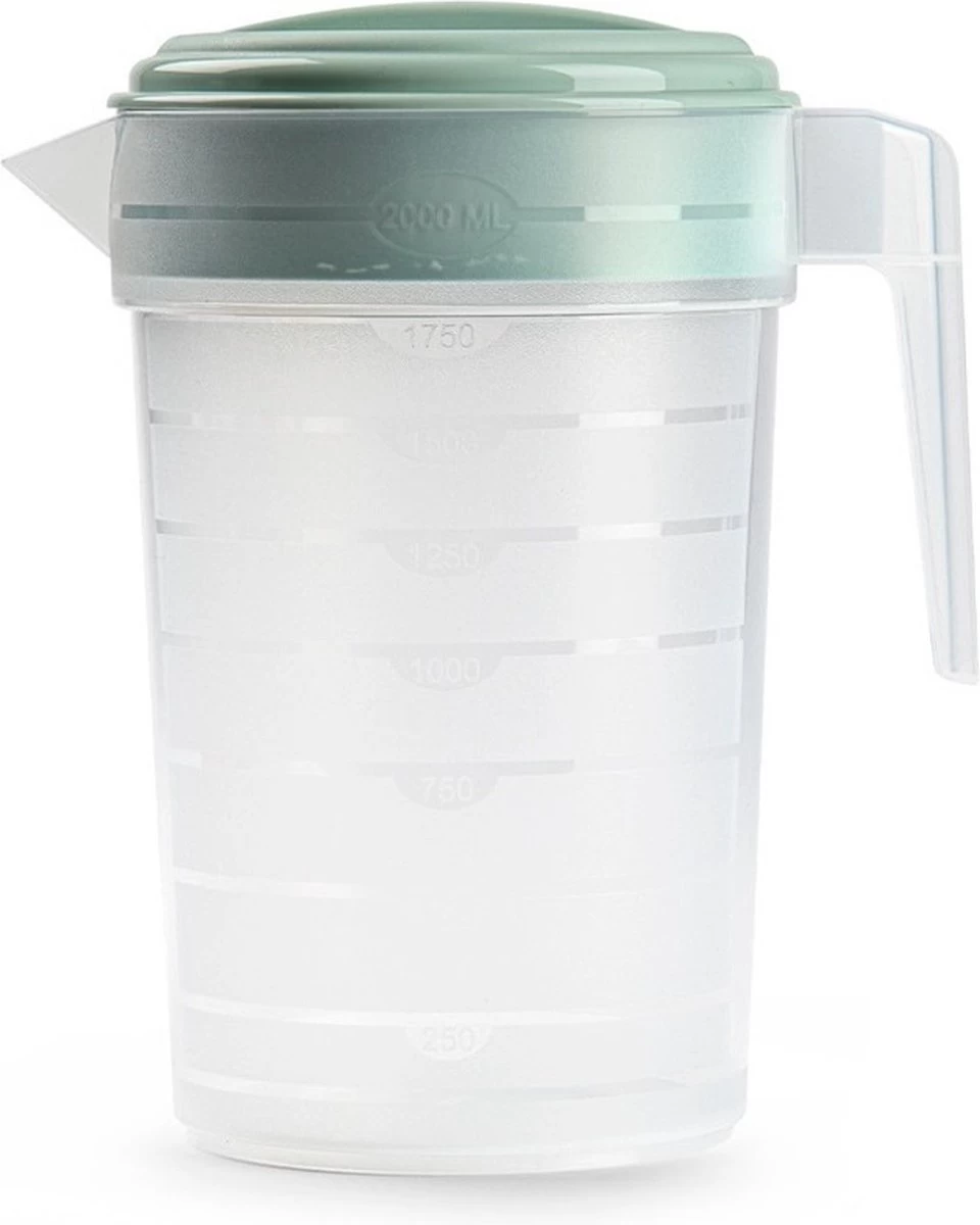 Waterkan/sapkan Transparant/mintgroen Met Deksel 2 Liter Kunststof�- Smalle Schenkkan Die In De Koelkastdeur Past 1 Waterkan/sapkan Transparant/mintgroen Met Deksel 2 Liter Kunststof�- Smalle Schenkkan Die In De Koelkastdeur Past